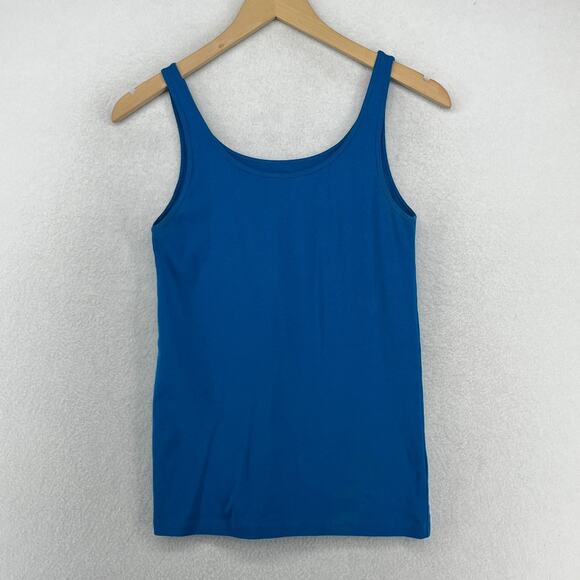 Eileen Fisher Tops - EILEEN FISHER Tank Top M Organic Cotton Ribbed Cami Scoop Neck Sleeveless Blue